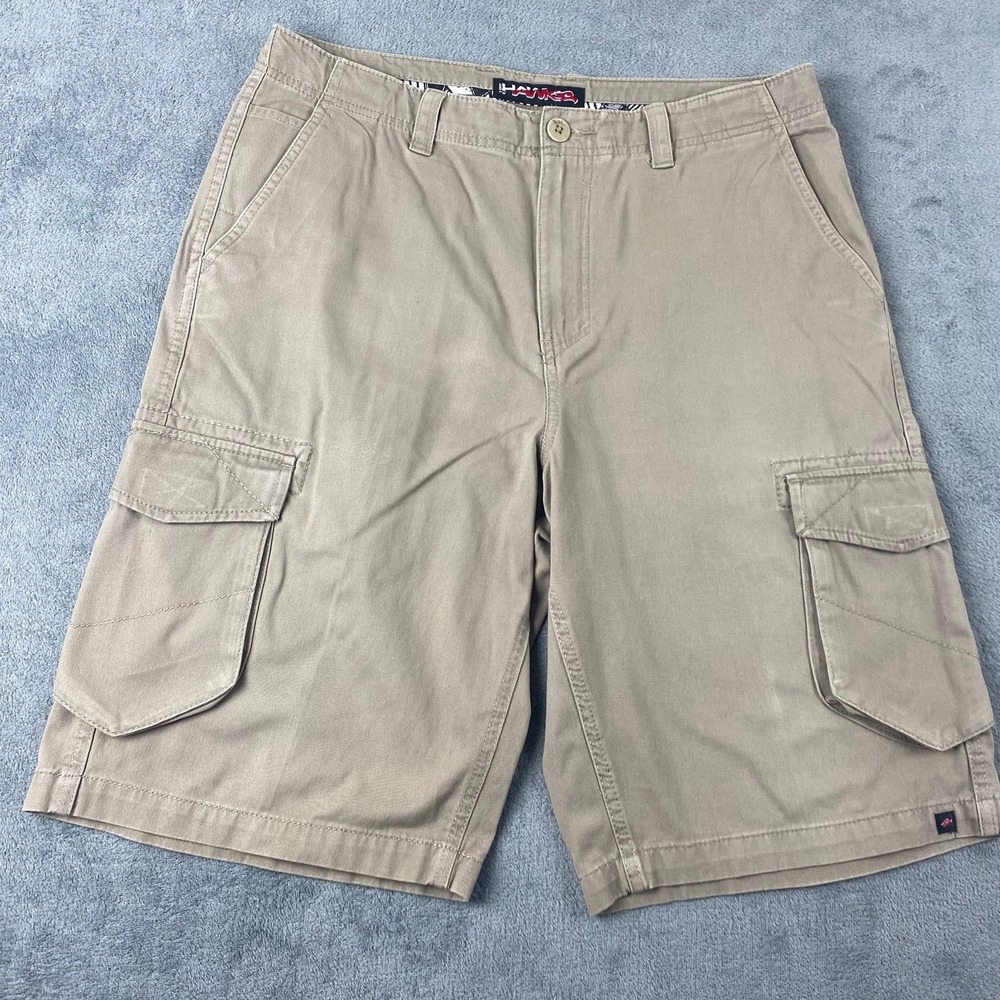 Tony Hawk Mens Size 34 Cargo Shorts Khaki Tan Cotton Skateboarding Utility